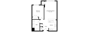 One Bedroom Floor Plan at Lexington Reserve Senior Apts in Portsmouth, VA