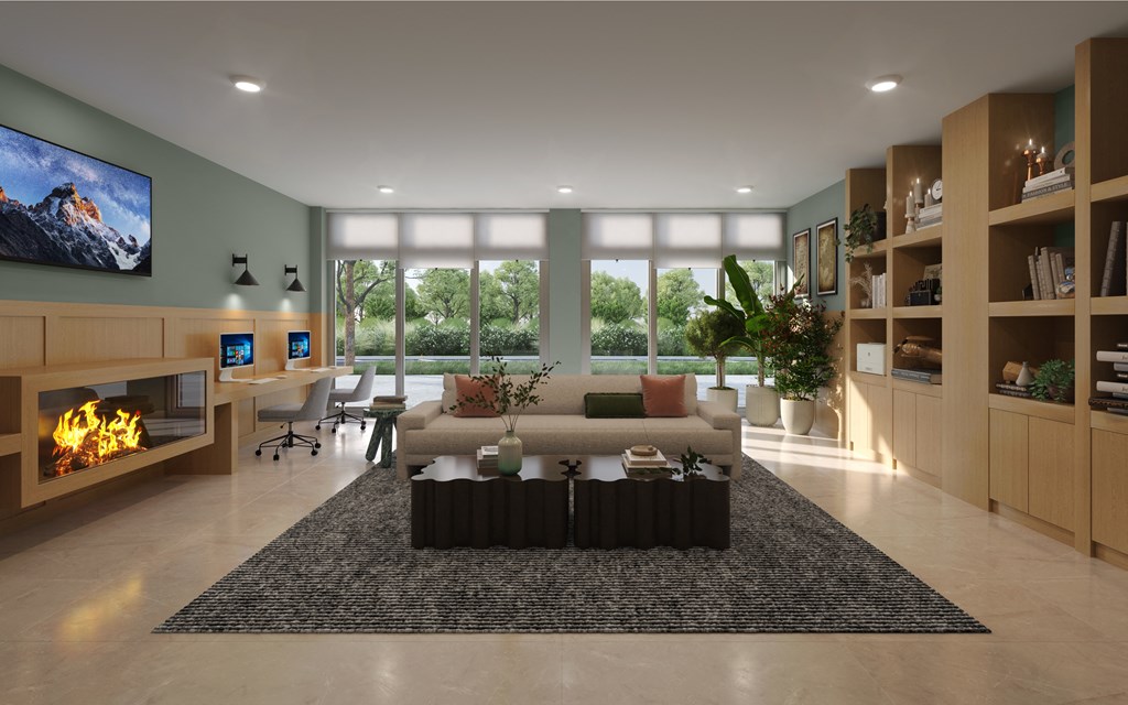 Library with Fireside Seating at Vista Sur Luxury Apartments