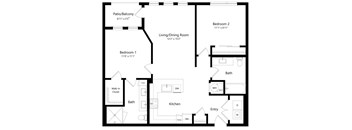 Two Bedroom Floor Plan at Lyra Luxury Apartments in Sarasota FL