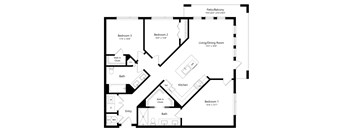 Three Bedroom Floor Plan at Lyra Sarasota