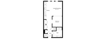 Studio Floor Plan with Shower at Lyra Luxury Apartments in Sarasota FL