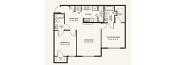 Two Bedroom Floor Plan at Morgan Creek Affordable Apartments in Tampa FL