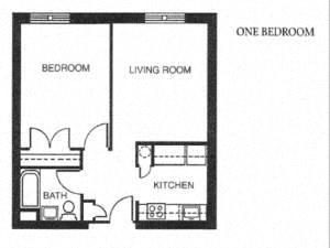 One Bedroom Floor Plan at Landmark Affordable Apartments in Baltimore, MD