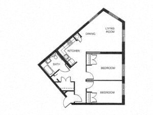 Two Bedroom Floor Plan at Landmark Affordable Apartments in Baltimore, MD