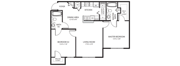 Two-Bedroom Floor Plan at Manatee Cove Affordable Apartments in Melbourne FL