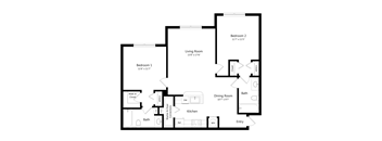 Two Bedroom Floor Plan at Mariners Cay Affordable Apartments in Spring Hill FL