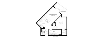 One Bedroom Floor Plan at Marquee Square Apartments in Tampa FL