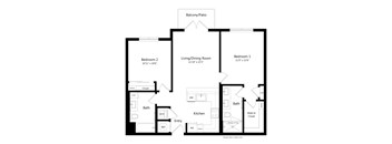 One Bedroom Floor Plan at Marquee Square Apartments in Tampa FL