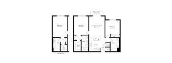 Two Bedroom Floor Plan at Marquee Square Apartments in Tampa FL