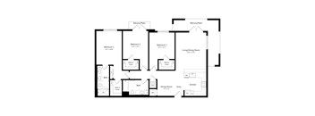 Three Bedroom Floor Plan at Marquee Square Affordable Apartments in Tampa, FL