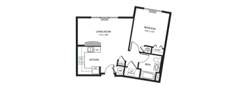 One Bedroom Floor Plan at Meadowbrook Senior Apartments in Tinton Falls NJ