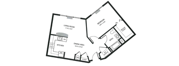 One Bedroom Floor Plan at Meadowbrook Senior Apartments in Tinton Falls NJ