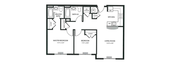 Two Bedroom Floor Plan at Meadowbrook Senior Apartments in Tinton Falls NJ