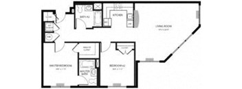Two Bedroom Floor Plan at Meadowbrook Senior Apartments in Tinton Falls NJ