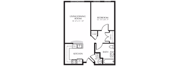 One Bedroom Floor Plan at The Pines at Tinton Falls Senior Apartments in Tinton Falls NJ