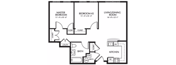 Two Bedroom Floor Plan at The Pines at Tinton Falls Senior Apartments in Tinton Falls NJ