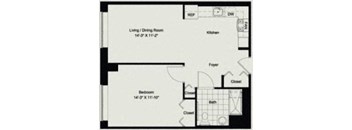 One Bedroom Floor Plan at Metro 125 Affordable Apartments in NYC