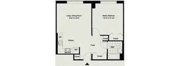 One Bedroom Floor Plan at Metro 125 Affordable Apartments in NYC