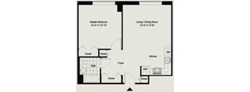 One BEdroom Floor plan at Metro 125 Affordable Apartments in NYC
