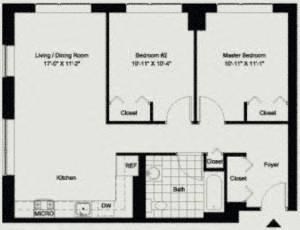 Two Bedroom Floor Plan at Metro 125 Affordable Apartments in NYC