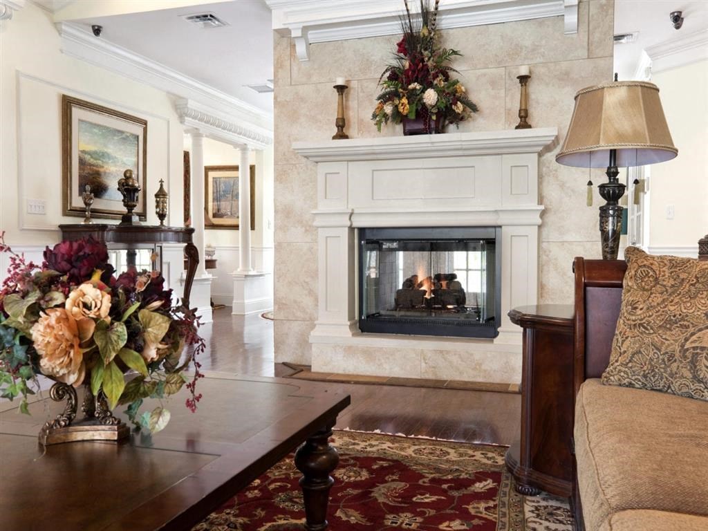 Fireside Seating at Spring Manor Senior Apartments in Poughkeepsie, NY