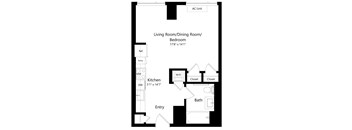 One Bedroom Floor Plan at One East Harlem Luxury Apartments in East Harlem NY