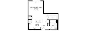 Studio Floor Plan at One East Harlem Luxury Apartments in East Harlem NY