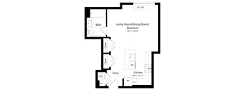 Studio Floor Plan at One East Harlem Luxury Apartments in East Harlem NY