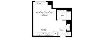 Studio Floor Plan at One East Harlem Luxury Apartments in East Harlem NY
