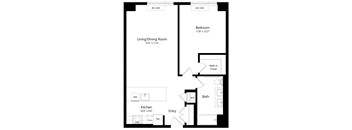 One Bedroom Floor Plan at One East Harlem Luxury Apartments in East Harlem NY