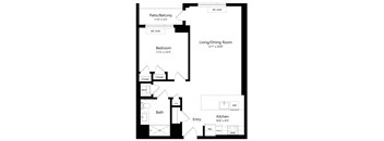 One Bedroom Floor Plan at One East Harlem Luxury Apartments in East Harlem NY