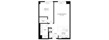 One Bedroom Floor Plan at One East Harlem Luxury Apartments in East Harlem NY