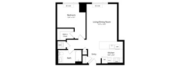One Bedroom Floor Plan at One East Harlem Luxury Apartments in East Harlem NY