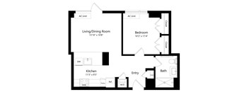 One Bedroom Floor Plan at One East Harlem Luxury Apartments in East Harlem NY