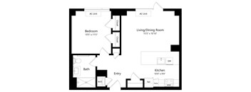 One Bedroom Floor Plan at One East Harlem Luxury Apartments in East Harlem NY