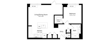 One Bedroom Floor Plan at One East Harlem Luxury Apartments in East Harlem NY