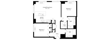 Two Bedroom Floor Plan at One East Harlem Luxury Apartments in East Harlem NY