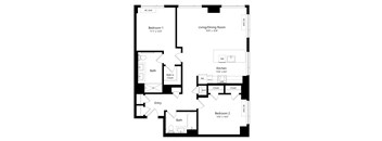 Two Bedroom Floor Plan at One East Harlem Luxury Apartments in East Harlem NY