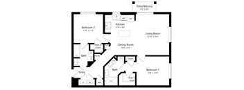 Two Bedroom Floor Plan at Palm Ranch Luxury Apartments in Davie FL