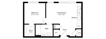 One Bedroom Floor Plan at Parc at White Rock Luxury Apartments in Dallas TX