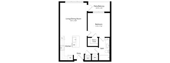 One Bedroom Floor Plan at Parc at White Rock Luxury Apartments in Dallas TX