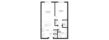 One Bedroom Floor Plan at Parc at White Rock Luxury Apartments in Dallas TX