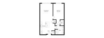 One Bedroom Floor Plan with 830 Sq. Ft. at Parc at White Rock Luxury Apartments in Dallas TX