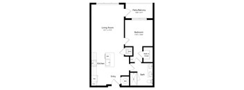One Bedroom Floor Plan at Parc at White Rock Luxury Apartments in Dallas TX