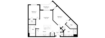 Two Bedroom Floor Plan at Parc at White Rock Luxury Apartments in Dallas TX