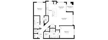 Two Bedroom Floor plan  at Parc at White Rock, Dallas, Texas