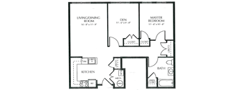 One Bedroom Floor Plan at The Pines at TInton Falls