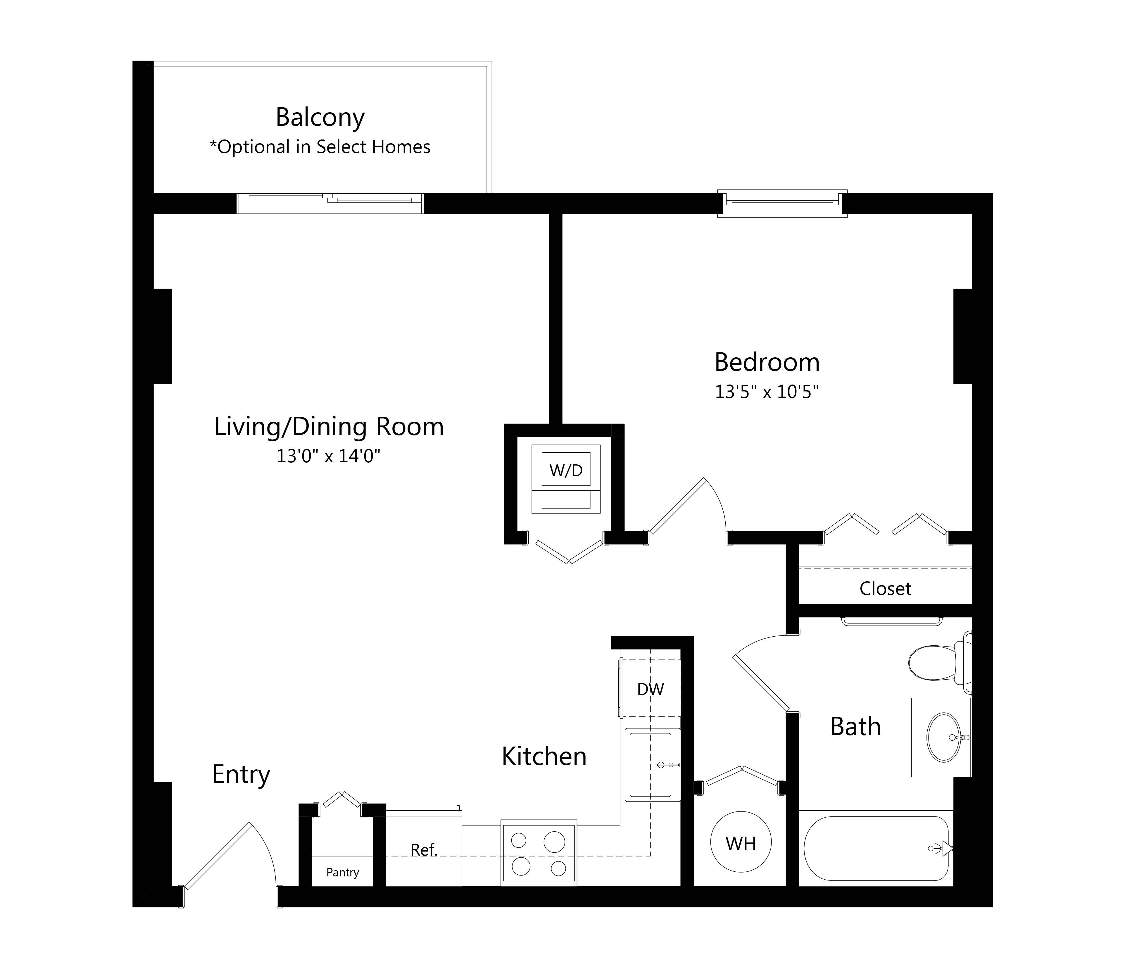 One Bedroom Floor Plan at Poinciana Grove Senior Apartments in Miami FL