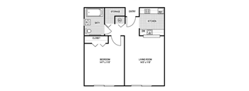 One Bedroom Floor Plan at Riverview House Senior Apartments in Lake Worth FL