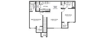 Two Bedroom Floor Plan at Royal Palm Key Affordable Apartments in Tampa FL